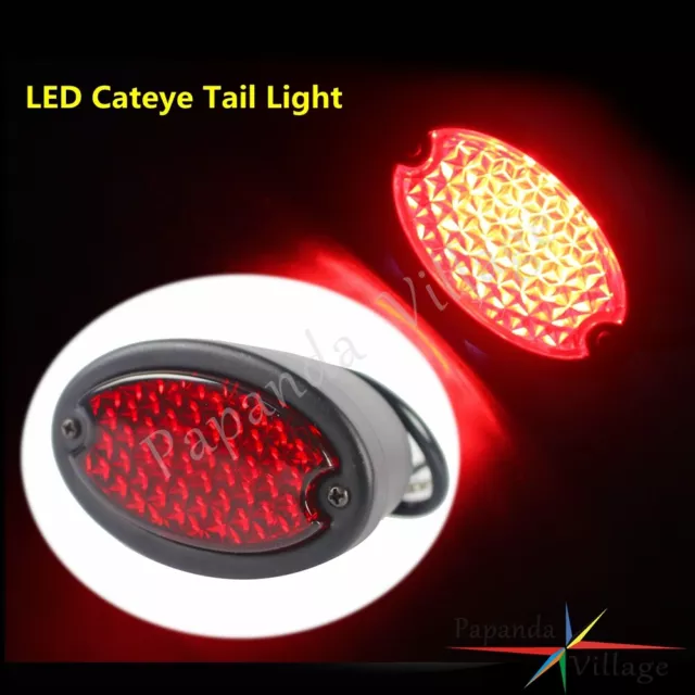 Black Rear LED Cat Eye Taillight Brake Stop Light For Harley Custom Softail FLST