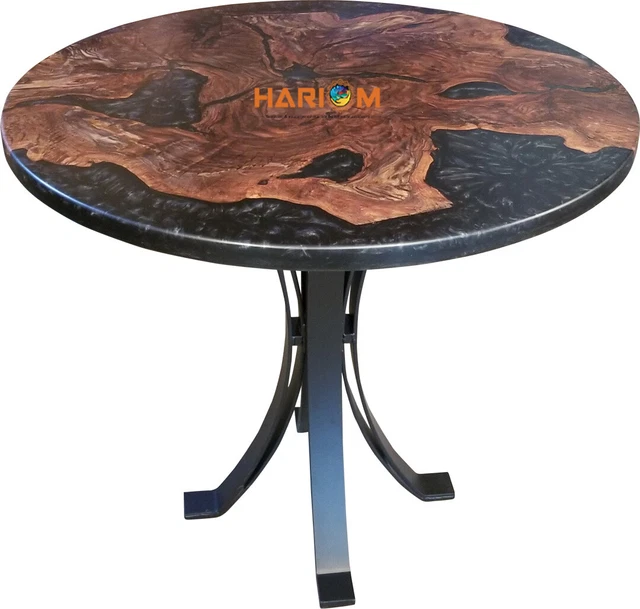 Solid Black Epoxy Resin Table Top Outdoor Bar Accessories Living Room Deco Table