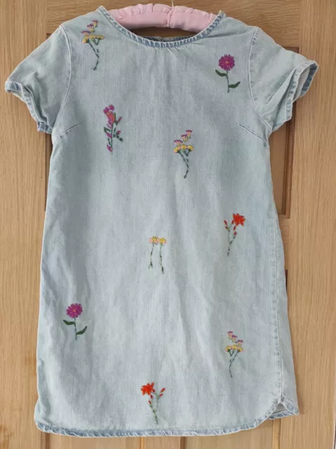 Girls Next Flower Embroidered Blue Denim Dress 12 Years VGC