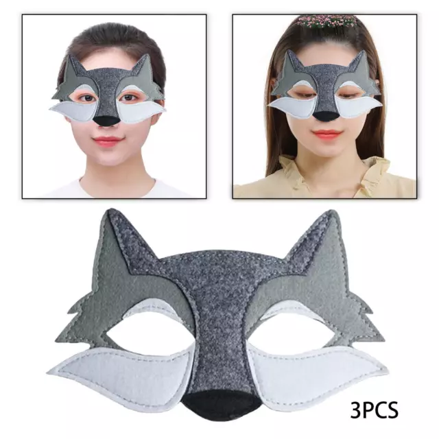 3 pezzi maschera di lupo copertura del viso maschera di animale per giochi