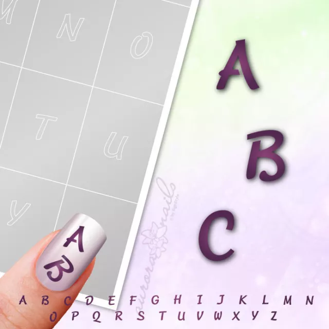 Schablonen für Airbrush und Nailart BST02 Alphabet Buchstabe Script 100x klebe