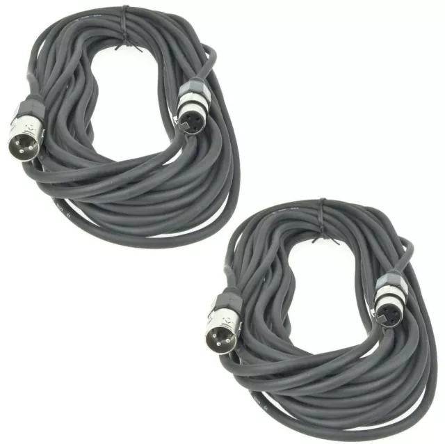 2x 15 m cable de micrófono 3 polos negro XLR macho a hembra cable de micrófono DMX PACCS