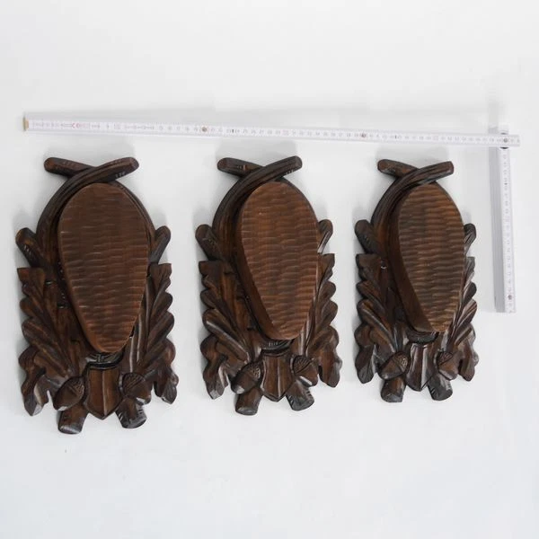3 Pieza Escudo de Trofeo para Gamuza Tallado, Aufsatzhöhe 18cm 2