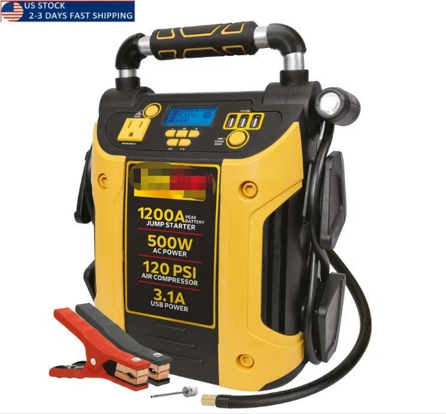 Jump Starter, Power Station, 1200 Peak Battery Amps with 500W Inverter