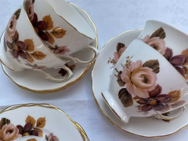 Queen Anne Vintage Tea Set 5 X Trios Cup Saucer Plate Autumn