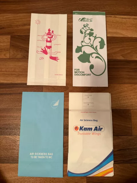 Air Sickness bag set Kam Air, AZAL Azerbaijan (rasa), Mahan Air, Sunday Airlines