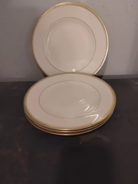4 Syracuse China O.P. Co Monticello Dessert Plates 7 1/8" Old Ivory Gold Bread