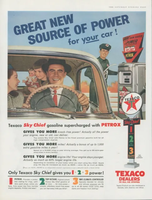 1956 Texaco Sky Chief Gasoline Petrox Doll Pump Tank Supercharged Print Ad SP12