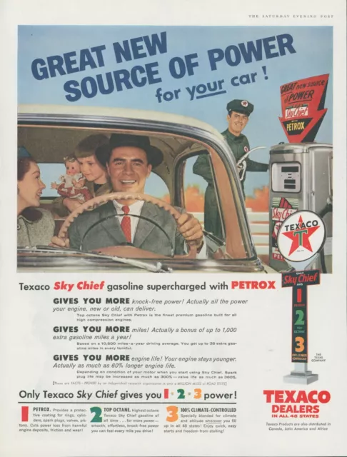 1956 Texaco Sky Chief Gasoline Petrox Doll Pump Tank Supercharged Print Ad SP12