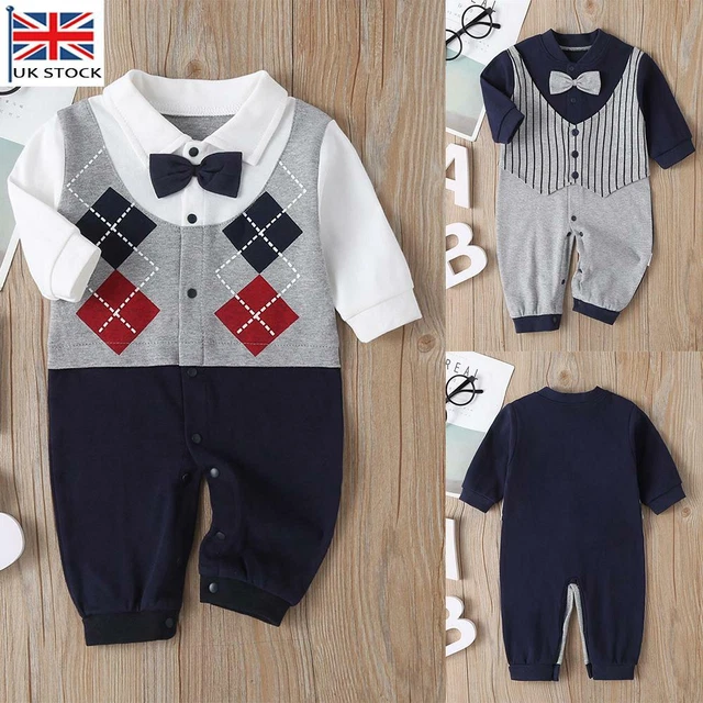 Newborn Baby Boys Gentlemen Outfits Long Sleeve Romper Jumpsuit Clothes Bodysuit