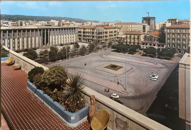 Cartolina Catania piazza Verga viaggiata marcofilia