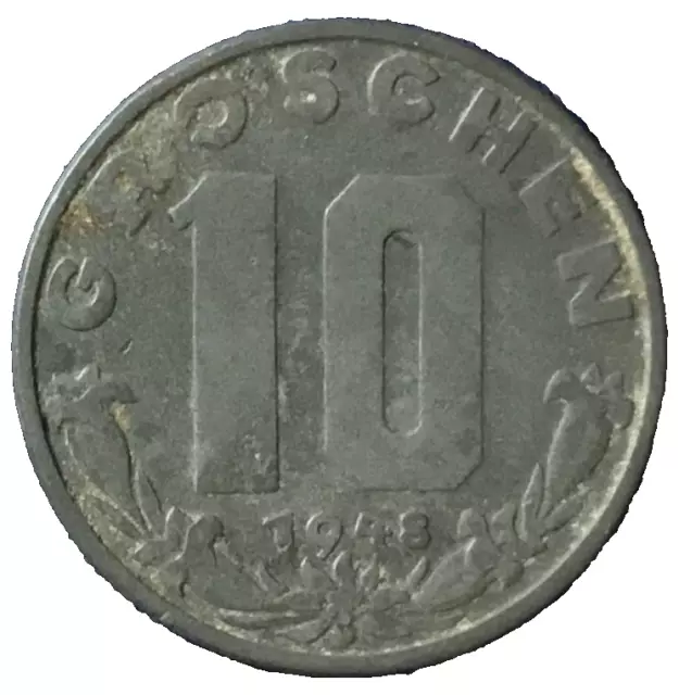 1948 Austria 10 Groschen Republik ÖSTERREICH Gentian Edelweiss km 2874
