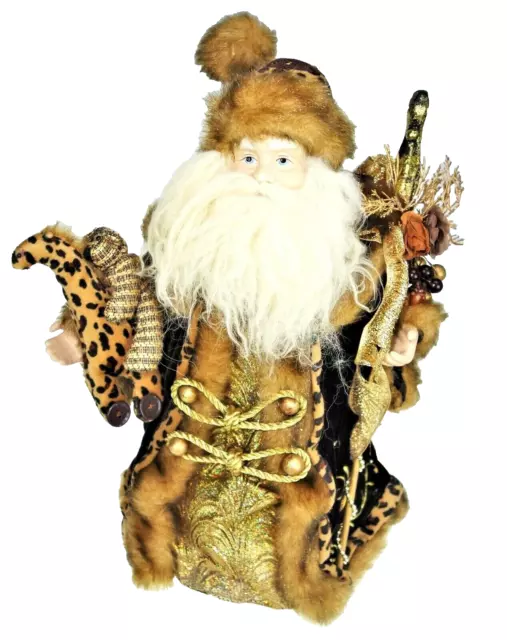 16” Santa Claus Father Christmas Tree Topper Animal Print Centerpiece Holiday