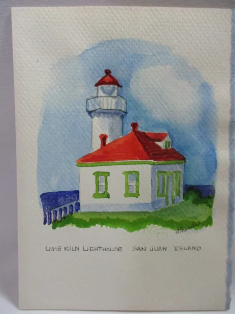 4 Framed Original Watercolor Blank Cards -  Western Lighthouses - J Thomle 5