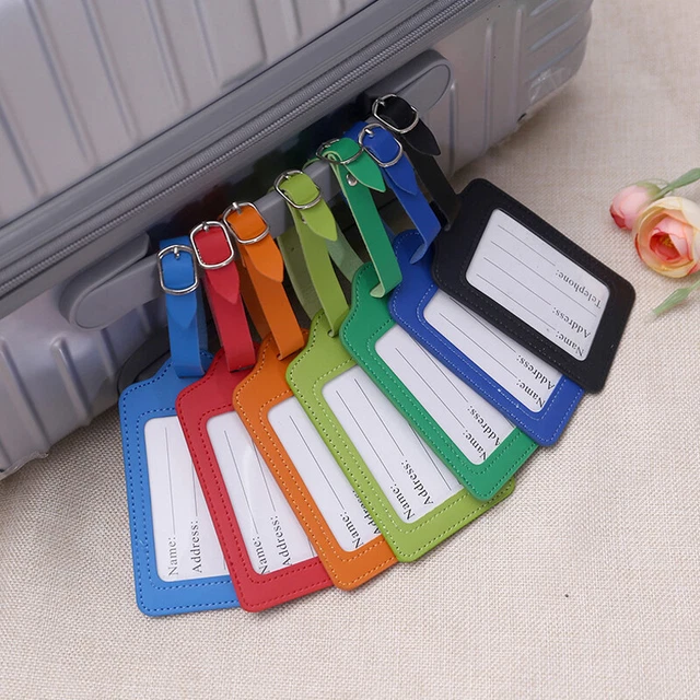 Travel Leather Luggage Tag Name Address ID Card Label Suitcase Baggage Tags