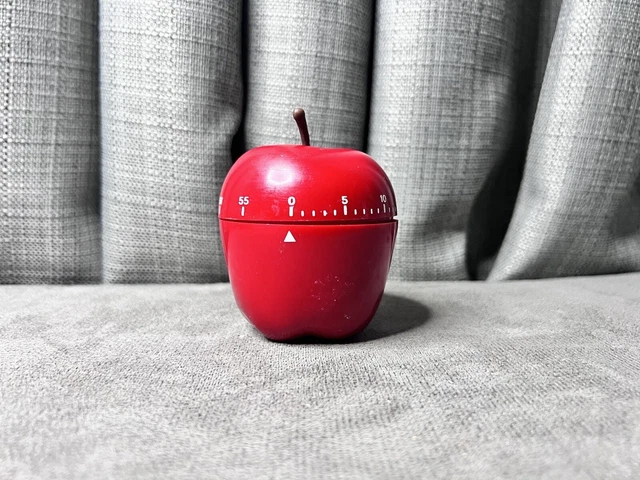 Temporizador de cocina de tallo de manzana rojo temporizador de cocina de 60 minutos funciona