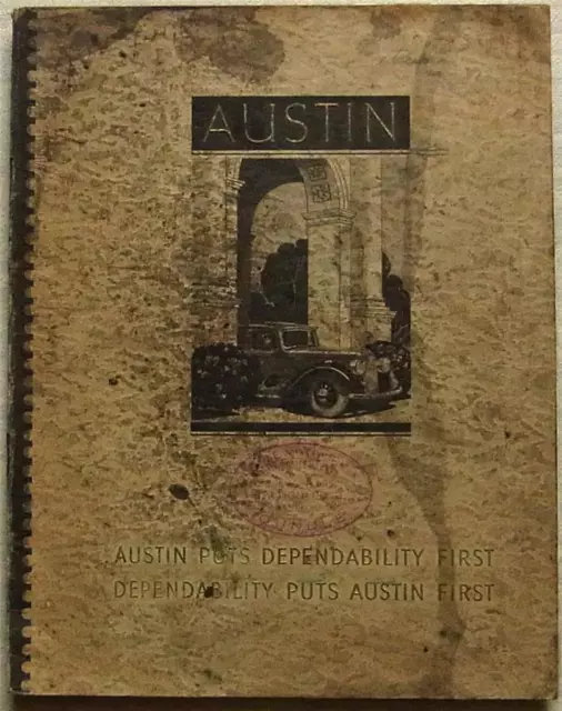 AUSTIN CAR RANGE Sales Brochure 1937-38 #1574 SEVEN Ten TWELVE Fourteen TWENTY +