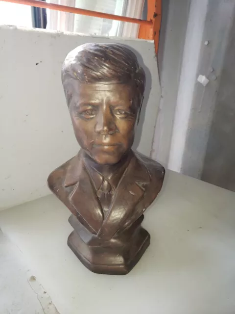 Large 12" John F. Kennedy Presidential Bust JFK Bronze Ceramic President Museum