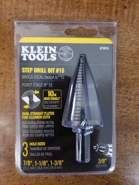 ** Klein Tools ~ Step Drill Bit #15 Double Fluted 7/8 to 1-3/8-Inch-KTSB15- ** 2
