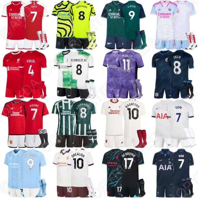2023/24 Boys Kids Football Kits Girls 23/24 Strip Kid Kit Shorts+Shirt+Socks#