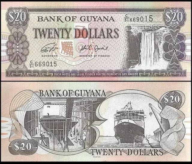 GUYANA 20 Dollars, 2018, P-30, UNC World Currency