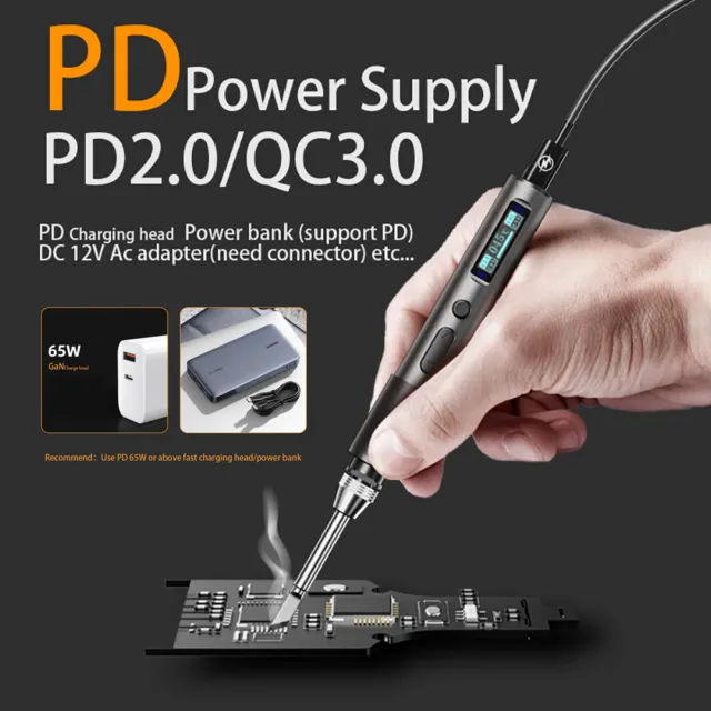 Mini Portable Digital Electric Lötkolben / Soldering Iron DC12V 65W PD USB Typ C