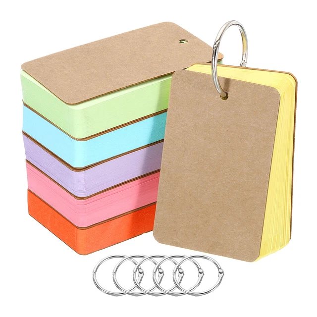 3.5" x 2" Blank Flash Cards with Rings Index Cards Study, Assorted Colors 300pcs