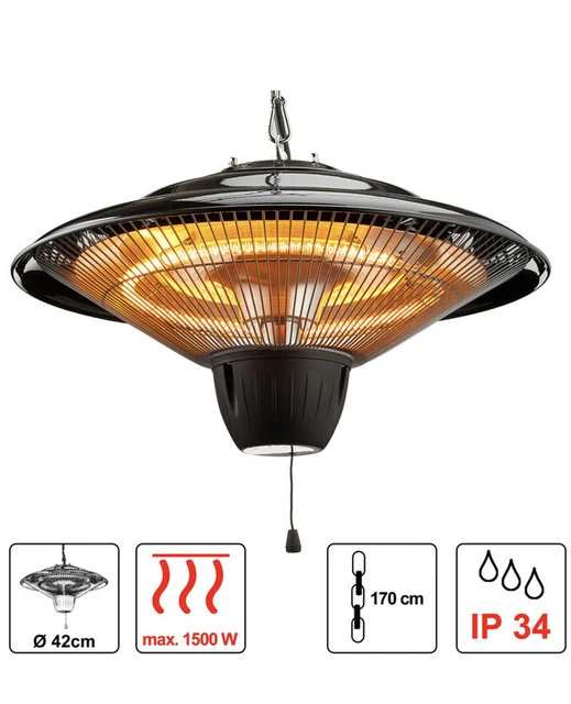 Elektrischer Deckenheizstrahler ca. Ø42cm 1500W Outdoor Garten Terrasse