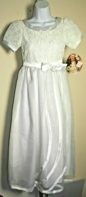 Storybook Heirlooms Girl's White Lace Top Conformation Communion Dress Sz 10 NWT