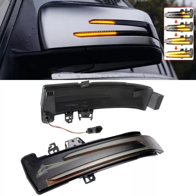 2pcs LED Under Mirror Puddle Lights Amber Smoke Dynamic for Benz A B C E S Class
