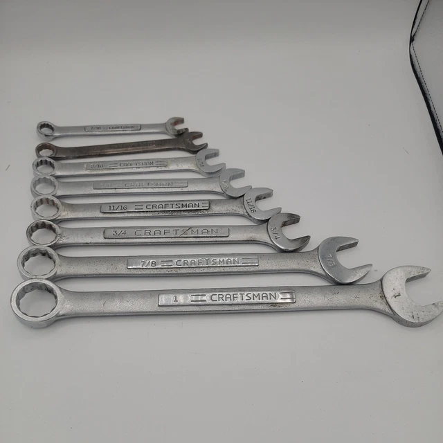 Craftsman Tools 8 piece SAE Combination Wrench set Vintage Made In USA