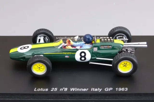 1:43 Spark Lotus 25 #8 Jim Clark World Champion Italy GP 1963 S1610
