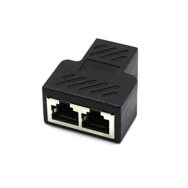 RJ45 Splitter Adapter 1 To 2 Ways Dual Female Port CAT5/6 LAN Ethernet Cable a
