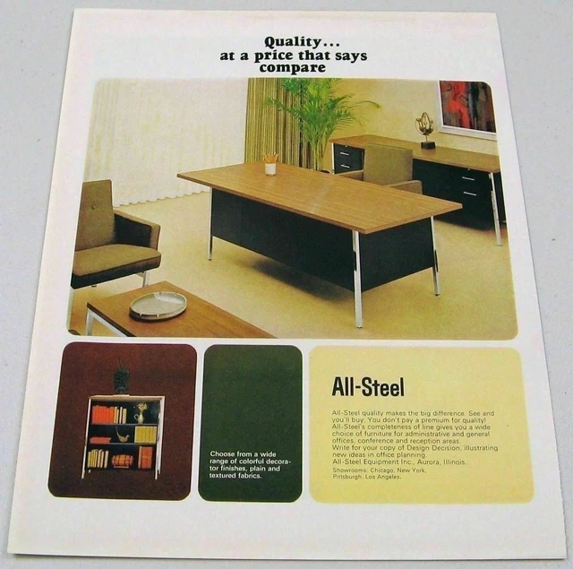 1966 Print Ad All Steel Office Furniture Aurora,Illinois