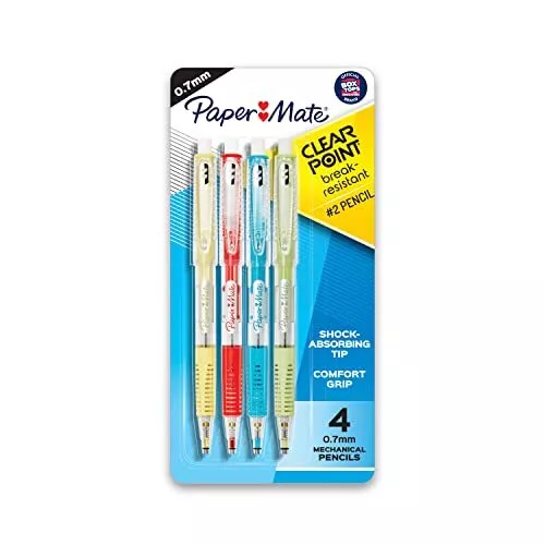 Paper Mate Clearpoint Break-Resistant Mechanical Pencils, HB 4 Count Assorted