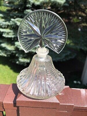 Antique/Vintage Art Deco Cut Crystal Glass Perfume Bottle w/ Stopper (035