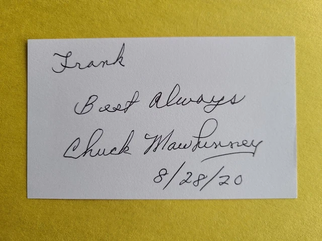 Charles Mawhinney Vietnam USMC Sniper103 Kills Signed 3x5 Card Inscribed Frank