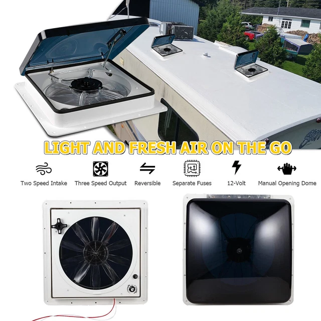 RV CARAVAN ROOF Fan Vent Ventilation 3Speed Manual Smoke Dome RV Vent