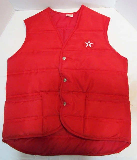 Texaco Vintage Service Gas Station Attendant Red Quilted Vest Unitog Size Med.