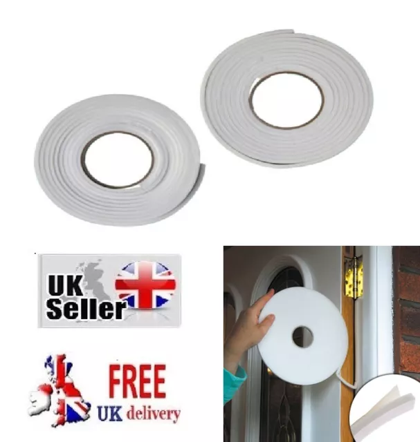 2 Draught Excluder Tape Seal Doors Windows Foam Weather Strip Insulation Draft