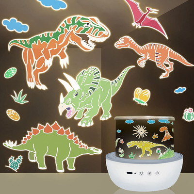 Cadeau de Lampe pour 2 3 4 5 6 7 8 Ans Enfants Garcon Anniversaire Noël Decoration Paques Cadeau Totdiffy Dinosaure Jouet Enfan Veilleuse Etoile Projection avec 5 Modes 360° Rotation 