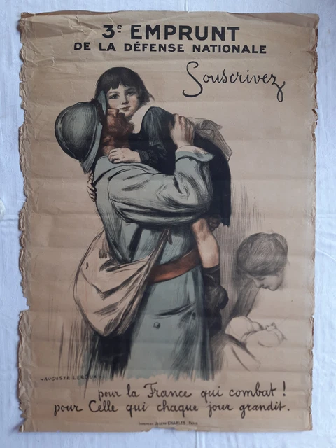 Affiche Originale Française 1916 - 'Emprunt De La Défense' - Format 100x60 Cm - Guerre, Patriotique