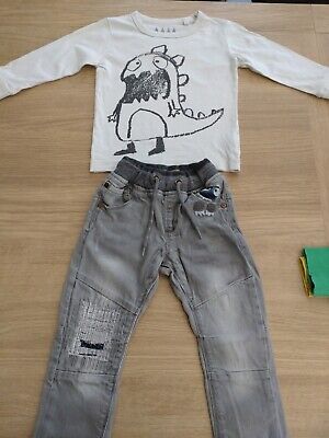 Next Baby Toddler Boys Jeans Long Sleeved Top Outfit Age 12-18 Months Monster