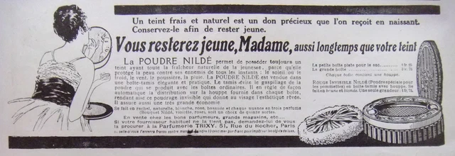 PUBLICITÉ LA POUDRE Nildé Vous Resterez Jeune Madame Teint Frais