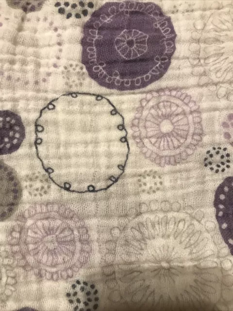 Summer Infant Swaddle Me Baby Blanket Circles Purple Gray Muslin Cotton 70x92” 3