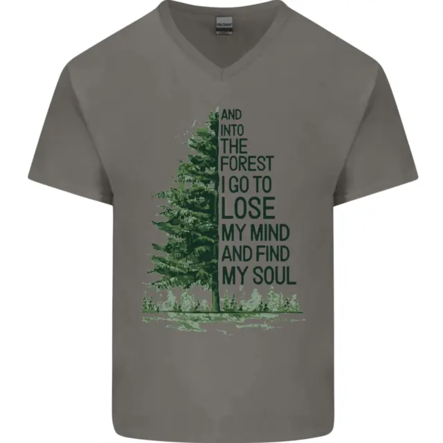 Into the Forest Outdoors Trekking Hiking Mens V-Neck Cotton T-Shirt