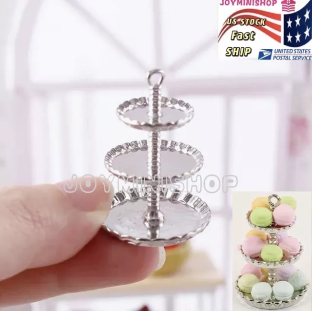 1/12 Dollhouse Dessert Cake Bakery Food Fruit Miniature Metal Stand Display Tray
