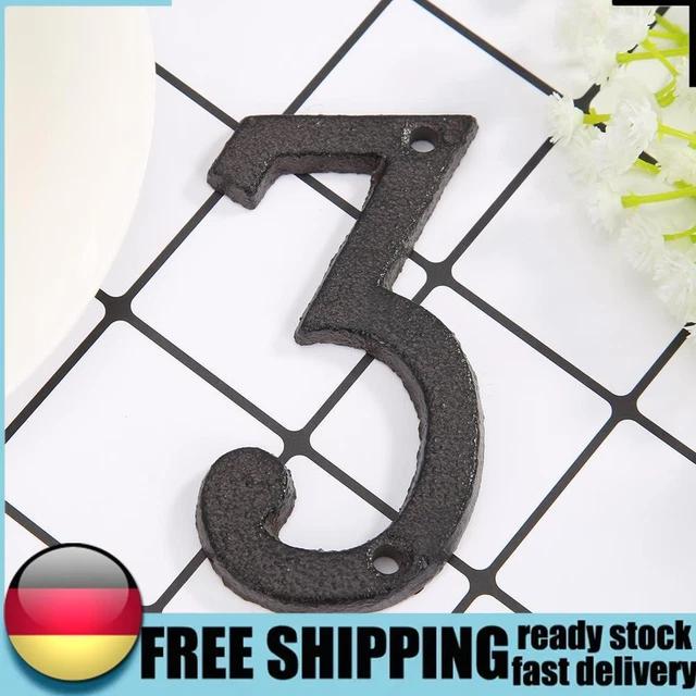 Hausschild aus Metall mit digitaler Nummer, Gusseisen, Türschild, DIY-Café, Wand