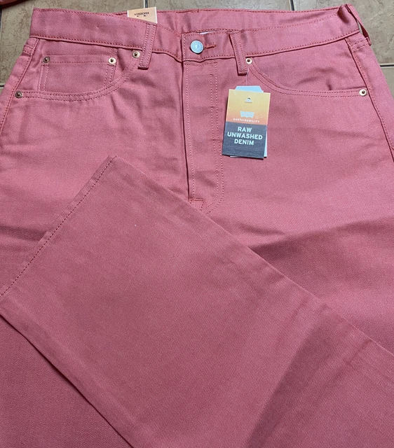 NEW Premium Levis 501 Jeans Original Shrink to Fit Raw Denim Pink Sz 33 x 30