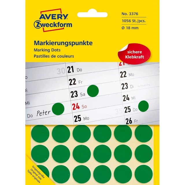AVERY Zweckform Klebepunkte 3376 grün Ø 18,0 mm